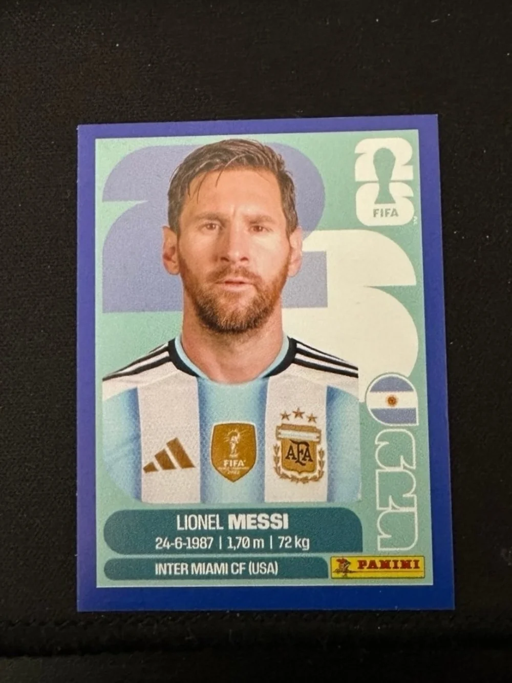 Panini Blue Border Leo Messi World Cup Sticker